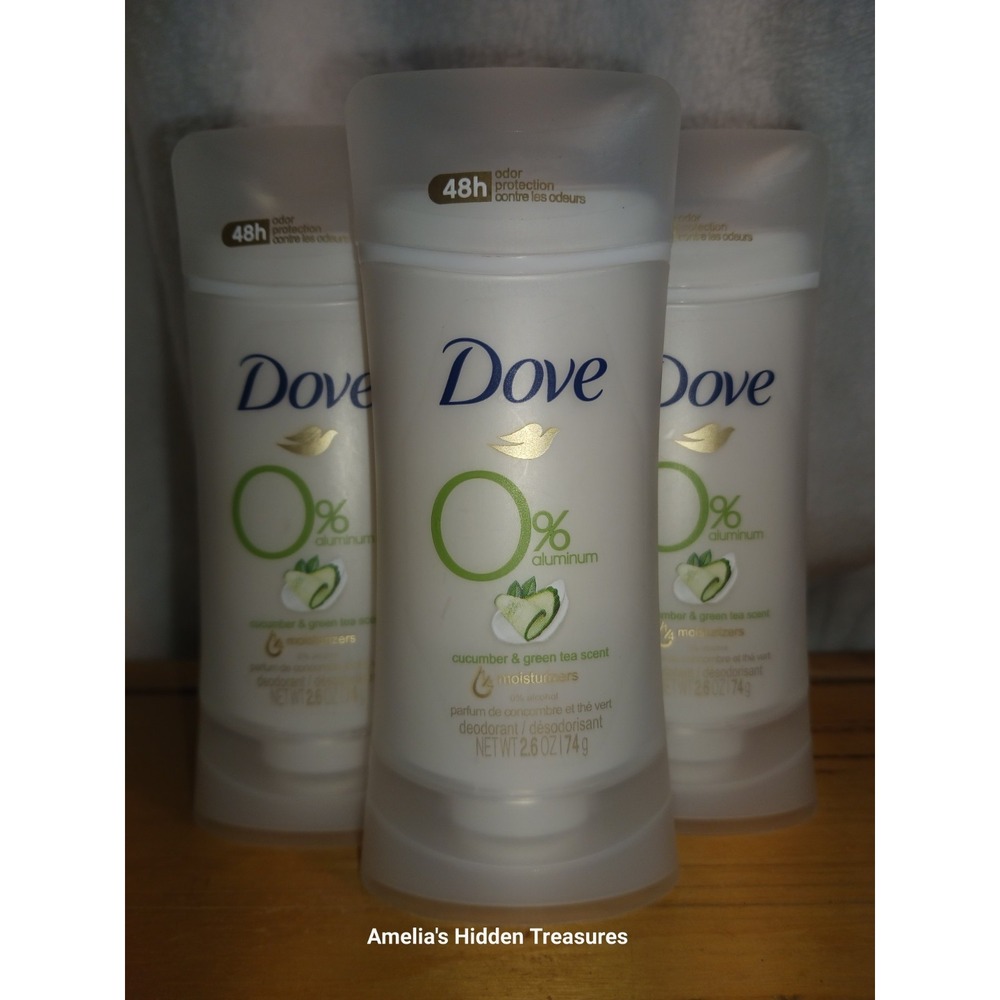 *NEW* Dove Cucumber & Green Tea Deodorant 2.6 oz Each 0% Aluminum Lot Of 3